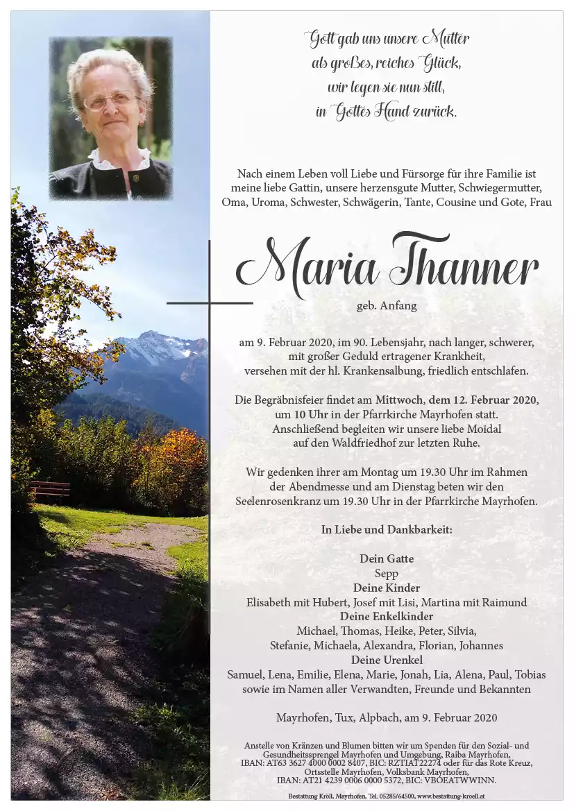 Parte von Maria Thanner